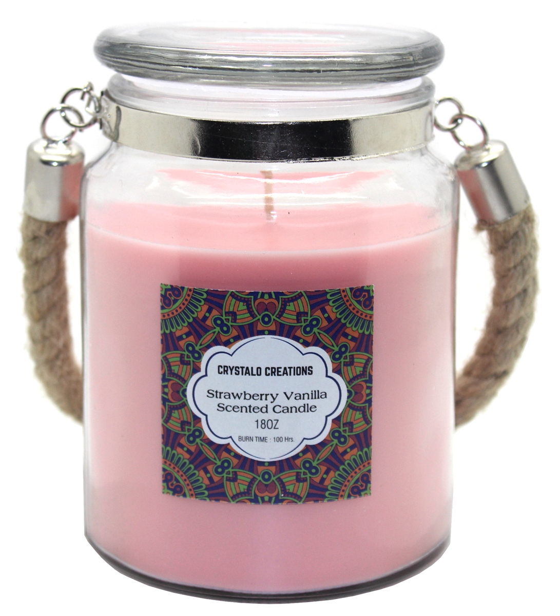 Crystalo Creations Blueberry Scented Candle with Rope Handle, 18 Ounce