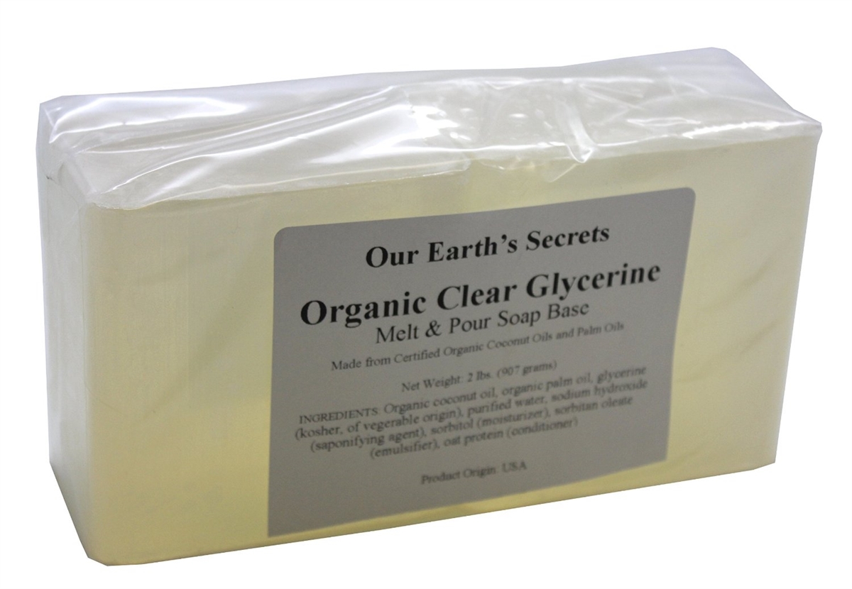 Organic Oil Clear Glycerin - 2 lbs Melt and Pour Soap Base - Our Earth's Secrets
